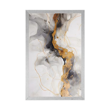 PLAKÁT BÍLO-ŠEDÝ MRAMOR - MRAMOROVÁ ABSTRAKCE - PLAKÁTY