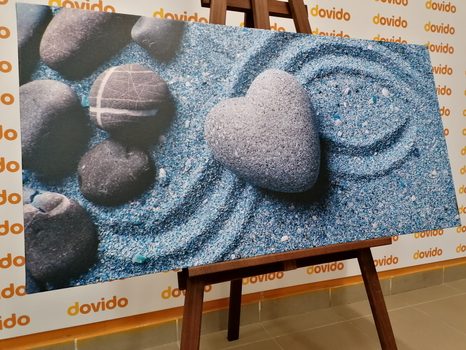 WANDBILD HERZ AUS STEIN AUF SAND - STILLLEBEN-BILDER - BILDER