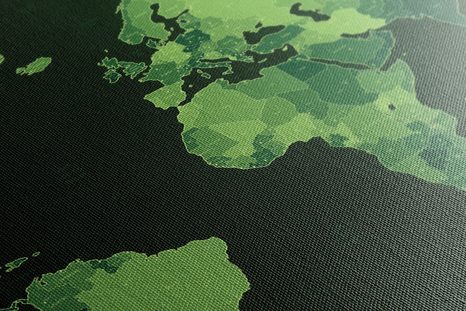 OBRAZ NA KORKU DETAILNÍ MAPA SVĚTA V ZELENÉ BARVĚ - OBRAZY NA KORKU - OBRAZY