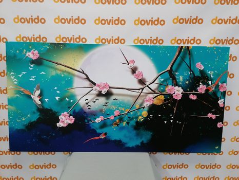 QUADRO SU TELA – RAMI DELL'ALBERO SOTTO LA LUNA PIENA - QUADRI DI NATURA E PAESAGGIO - STAMPE E QUADRI