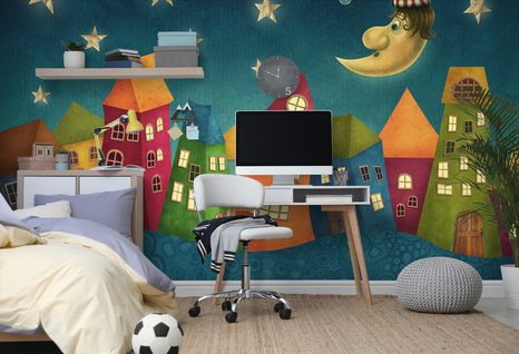 TAPETA MĚSÍČEK NAD MĚSTEM - DĚTSKÉ TAPETY - TAPETY