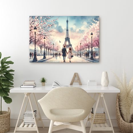 QUADRO SU TELA – AMORE SOTTO LA TORRE EIFFEL - QUADRI AMORE - STAMPE E QUADRI
