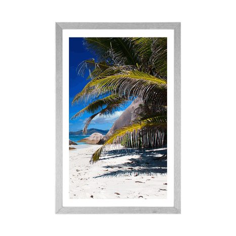 POSTER CU PASSEPARTOUT FRUMUSEȚEA PLAJEI ANSE SOURCE - NATURĂ - POSTERE