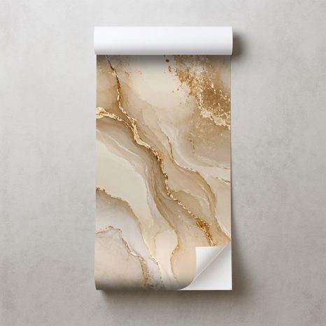 ZELFKLEVEND FOTOBEHANG LUXE GOUDMARMER IN BEIGE TINTEN - MARMER FOTOBEHANG - FOTOBEHANG