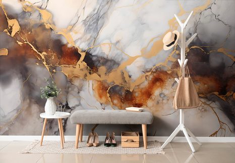 CARTA DA PARATI – IMITAZIONE MARMO MARRONE-GRIGIO - CARTA DA PARATI EFFETTO MARMO - CARTA DA PARATI