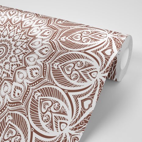 SAMOLEPÍCÍ TAPETA MANDALA HARMONIE NA HNĚDÉM POZADÍ - SAMOLEPÍCÍ TAPETY - TAPETY