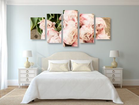 5-DÍLNÝ OBRAZ ROMANTICKÁ KYTICE - OBRAZY KVĚTŮ - OBRAZY