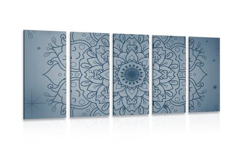 5-TEILIGES WANDBILD DUNKELBLAUE MANDALA-BLUME - BILDER MIT FENG SHUI-MOTIVEN - BILDER