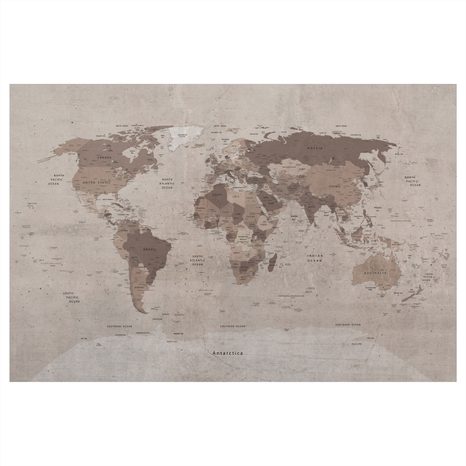 OBRAZ NA KORKU MAPA SVĚTA V ŠEDÉM PROVEDENÍ - PICTURES ON CORK - PICTURES