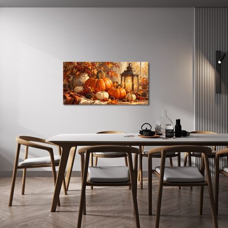 QUADRO SU TELA – COMPOSIZIONE AUTUNNALE ALLA FINESTRA - QUADRI HALLOWEEN E HORROR - STAMPE E QUADRI