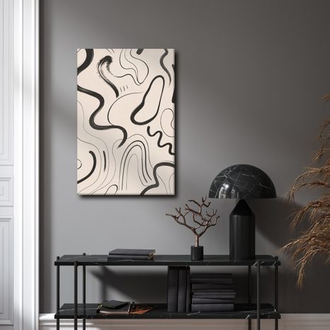 TABLEAU SUR TOILE – COURBES ORGANIQUES EN BEIGE - IMAGES FORMES ABSTRAITES - TABLEAUX