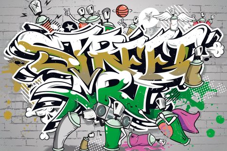 SAMOLJEPLJIVA TAPETA ZELENI STREET ART NATPIS SA SPREJEVIMA - SAMOLJEPLJIVE TAPETE - TAPETE