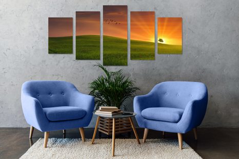 5-DIELNY OBRAZ STROM NA LÚKE - OBRAZY PRÍRODY A KRAJINY - OBRAZY