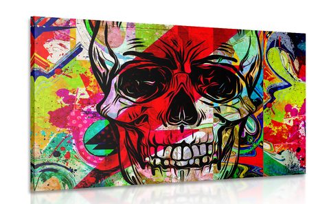 CANVAS PRINT SKULL IN GRAFFITI DESIGN - POP ART PICTURES - PICTURES