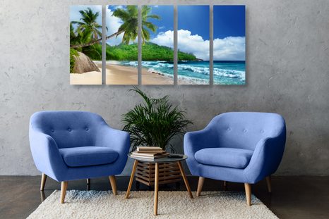 5-RÉSZES KÉP GYÖNYÖRŰ TENGERPART SEYCHELLE-SZIGETEKEN - TERMÉSZET- ÉS TÁJKÉPEK - KÉPEK