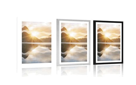 POSTER WITH MOUNT BEAUTIFUL SUNRISE IN NEW ZEALAND - NATURE - POSTERS