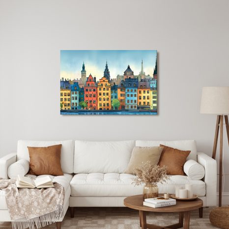 SLIKA POVIJESNI GRAD UZ RIJEKU - ŠARENE KUĆE - SLIKE