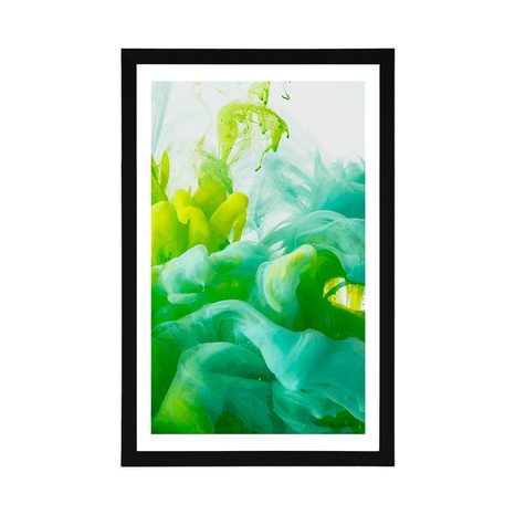 PLAKAT S PASPARTUOM TINTA U NIJANSAMA ZELENE - APSTRAKTNI I S UZORKOM - PLAKATI