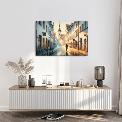 OBRAZ PROCHÁZKA RANNÍ ULICÍ - OBRAZY MĚSTA - OBRAZY