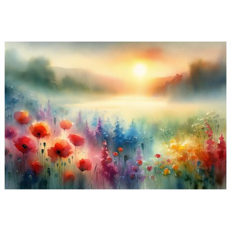 OBRAZ LOUKA PŘI VÝCHODU SLUNCE - OBRAZY VÝCHOD A ZÁPAD SLUNCE - OBRAZY
