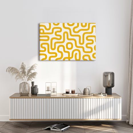 QUADRO SU TELA – MOTIVO GEOMETRICO GIALLO RÉTRO - QUADRI VINTAGE E RETRÒ - STAMPE E QUADRI