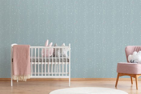 TAPETE MIT PFLANZENMOTIV IN BLAU - TAPETEN MIT BLUMENMOTIVEN - TAPETEN