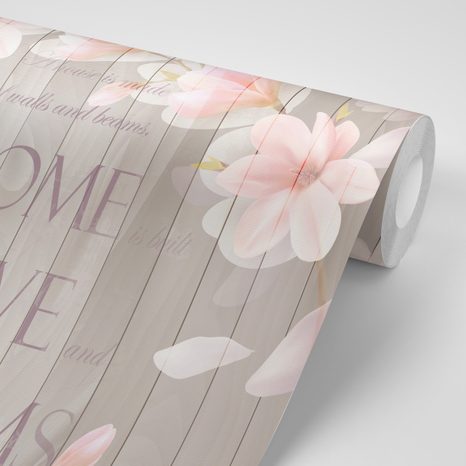 SELBSTKLEBENDE TAPETE VINTAGE-MAGNOLIE MIT AUFSCHRIFT - SELBSTKLEBENDE TAPETEN - TAPETEN