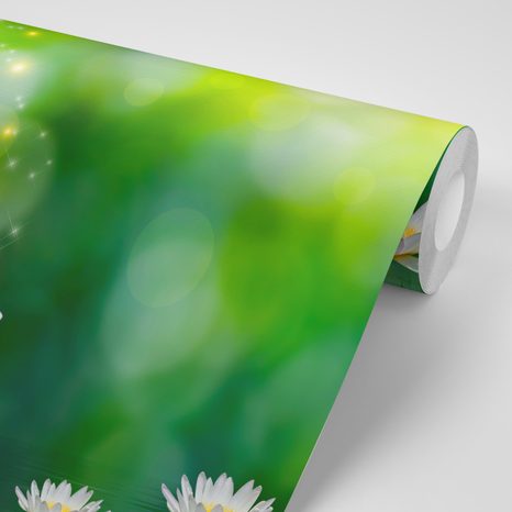 CARTA DA PARATI – BUDDHA DORATO SU FIORE DI LOTO - CARTA DA PARATI FENG SHUI - CARTA DA PARATI