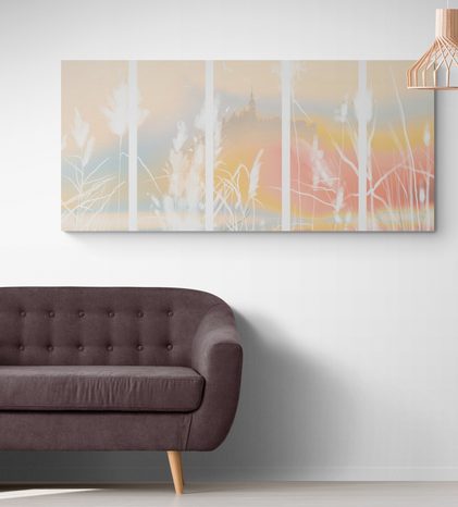 5-DÍLNÝ OBRAZ POHÁDKOVÝ ZÁMEK NA KOPCI - OBRAZY PŘÍRODY A KRAJINY - OBRAZY