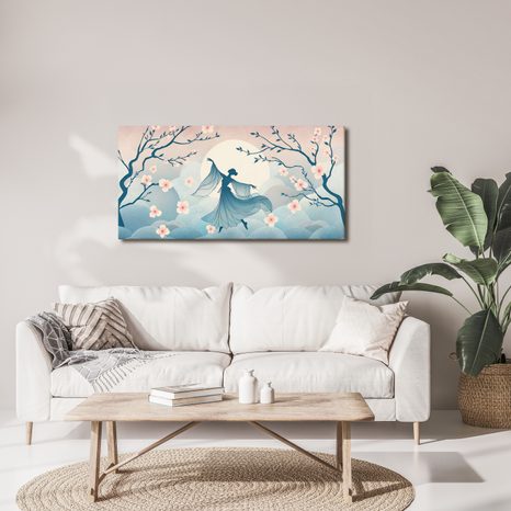 OBRAZ SILUETA TANEČNICE MEZI SAKURAMI - OBRAZY ŽENY - OBRAZY