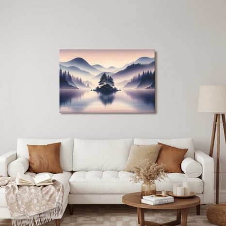 OBRAZ OSTROV UPROSTŘED JEZERA - OBRAZY JEZERA - OBRAZY