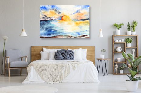 WANDBILD STRAHLENDER SONNENUNTERGANG AM MEER - BILDER VON NATUR UND LANDSCHAFT - BILDER