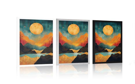 PLAKÁT ABSTRAKTNÍ ZÁPAD SLUNCE S NÁDECHEM LUXUSU - VÝCHOD A ZÁPAD SLUNCE - PLAKÁTY