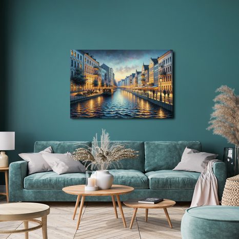 OBRAZ ROMANTICKÉ MĚSTO U VODY - OBRAZY MĚSTA - OBRAZY