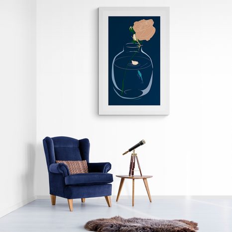 PLAKÁT S PASPARTOU ROMANTICKÝ KVĚT VE VÁZE - VÁZY - PLAKÁTY