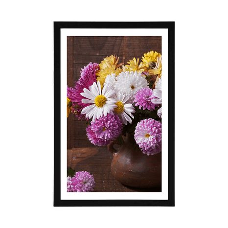 POSTER WITH MOUNT STILL LIFE WITH AUTUMN CHRYSANTHEMUMS - FLOWERS - POSTERS