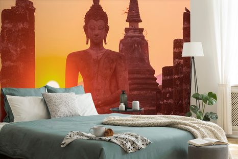 FOTOTAPETA SOCHA BUDHY UPROSTŘED KAMENŮ - TAPETY FENG SHUI - TAPETY