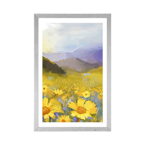 POSTER WITH MOUNT FIELD FULL OF DAISIES - FLOWERS - POSTERS