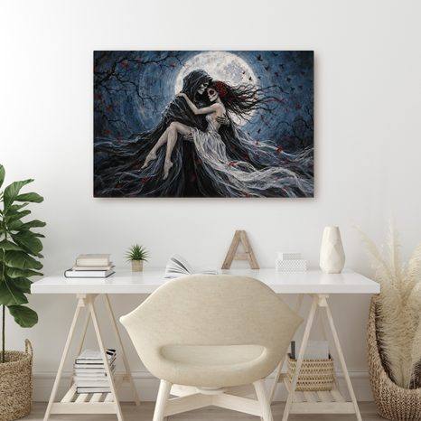WANDBILD DUNKLE UMARMUNG IM MONDSCHEIN - HALLOWEEN- UND HORROR-BILDER - BILDER