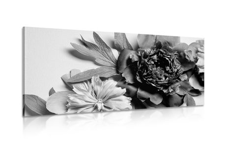 CANVAS PRINT PEONIES IN BLACK AND WHITE - BLACK AND WHITE PICTURES - PICTURES