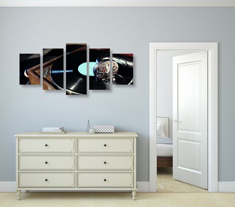 5-DÍLNÝ OBRAZ GRAMOFON S VINYLOVOU DESKOU - 5-DÍLNÉ OBRAZY - TOTÁLNÍ VÝPRODEJ 🔥