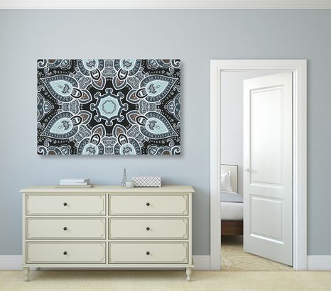 OBRAZ MANDALA S INDICKÝM MOTIVEM V SVĚTLÉ MODRÉ - OBRAZY FENG SHUI - OBRAZY