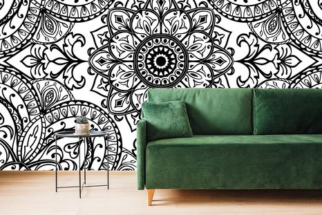 SAMOLEPÍCÍ TAPETA ČERNOBÍLÝ ORNAMENT - SAMOLEPÍCÍ TAPETY - TAPETY