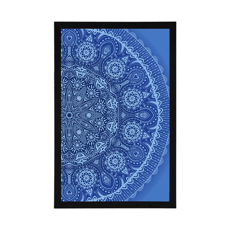 PLAKÁT OKRASNÁ MANDALA S KRAJKOU V MODRÉ BARVĚ - FENG SHUI - PLAKÁTY