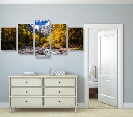 TABLOU 5-PIESE PEISAJ MONTAN PITORESC - TABLOU NATURĂ ȘI PEISAJE NATURALE - TABLOURI