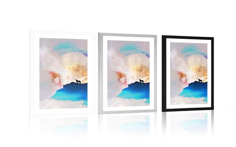 POSTER MIT PASSEPARTOUT ABSTRAKTION HEULEN DES WOLFES - MOTIVE AUS UNSERER WERKSTATT - POSTER