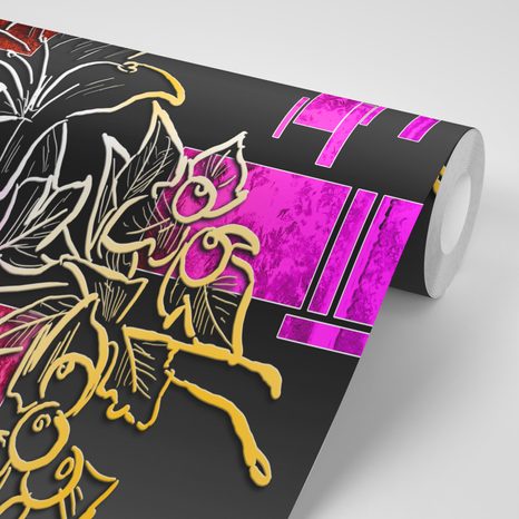 SAMOLEPÍCÍ TAPETA KVĚTINOVÁ ILUSTRACE - SAMOLEPÍCÍ TAPETY - TAPETY