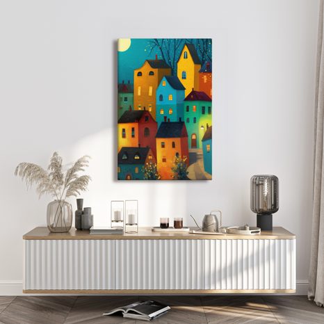OBRAZ BAREVNÉ DOMKY V NOCI - BAREVNÉ DOMY - PICTURES