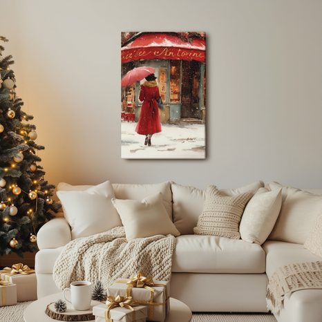 OBRAZ ZIMNÍ ELEGANCE V ČERVENÉ - VÁNOČNÍ A ZIMNÍ OBRAZY - OBRAZY