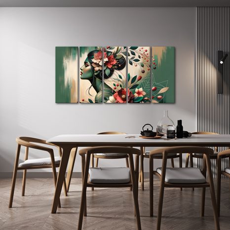 5-DÍLNÝ OBRAZ DÍVKA S PŘÍRODOU - OBRAZY ŽENY - OBRAZY